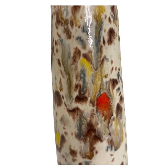 1970's Handmade Ceramic Splatter Drip Vase - Picture 3 of 6
